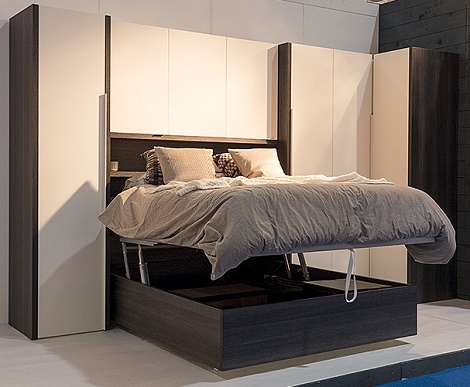 Boone Vecchio brugkamer met opbergruimte onder bed,hoekkast,wit, grijs eik